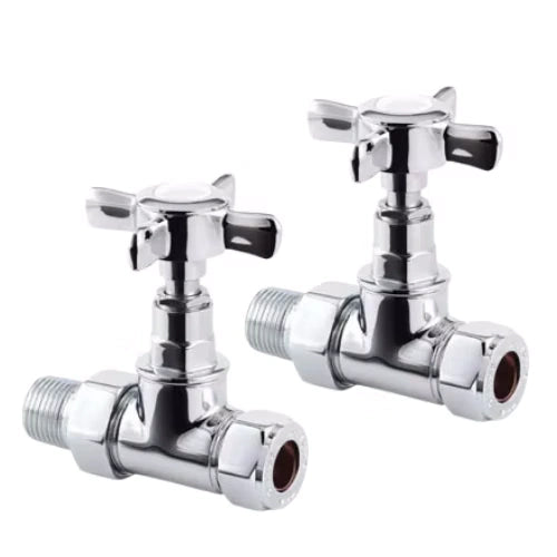 Traditional Chrome Crosshead Thermostatic Straight Radiator Valves