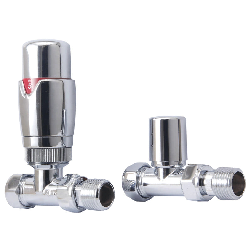 TRV with Lockshield Thermostatic Straight Radiator Valves 15mm