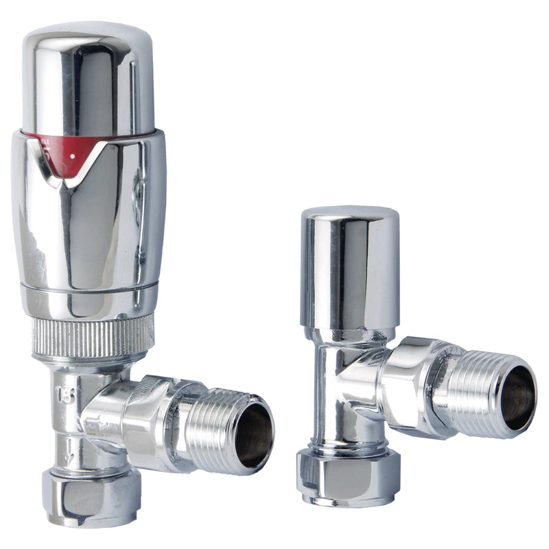 TRV with Lockshield Thermostatic Angled Radiator Valves 15mm