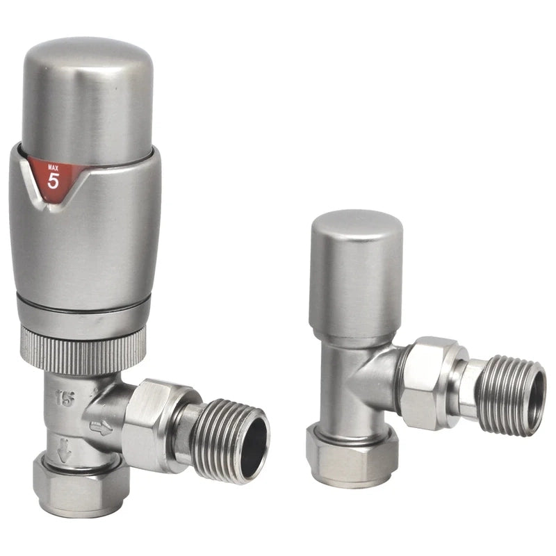 TRV with Lockshield Thermostatic Angled Radiator Valves 15mm