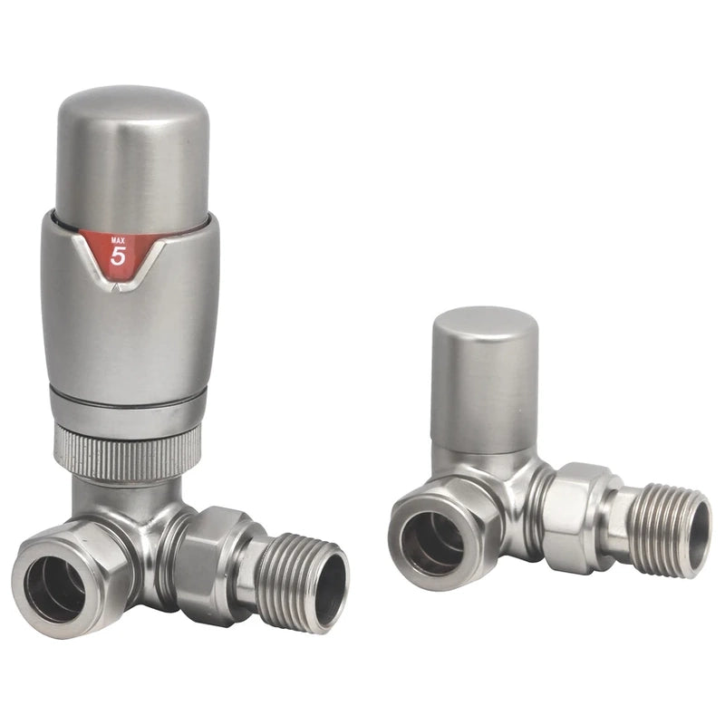 TRV with Lockshield Thermostatic Corner Radiator Valves 15mm