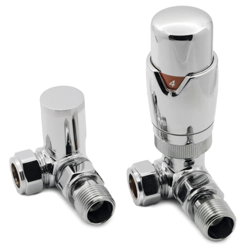 TRV with Lockshield Thermostatic Corner Radiator Valves 15mm