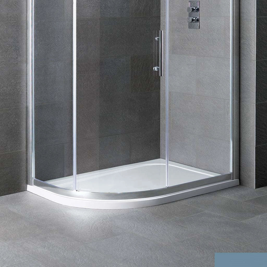 Volente White Offset Quadrant Low Profile Stone Resin Shower Tray