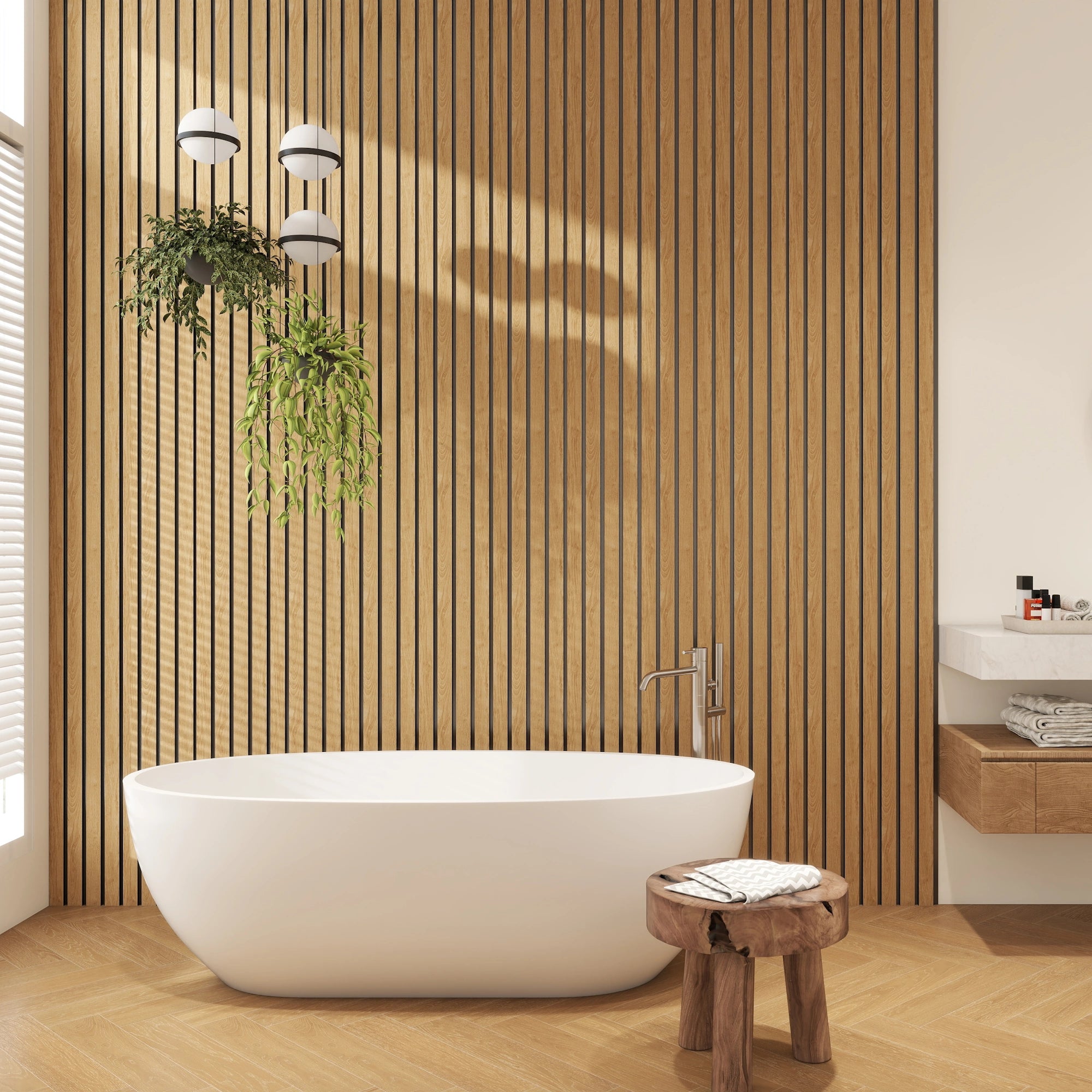 Aluvo 4 Slats Natural Oak Waterproof Wall Panel