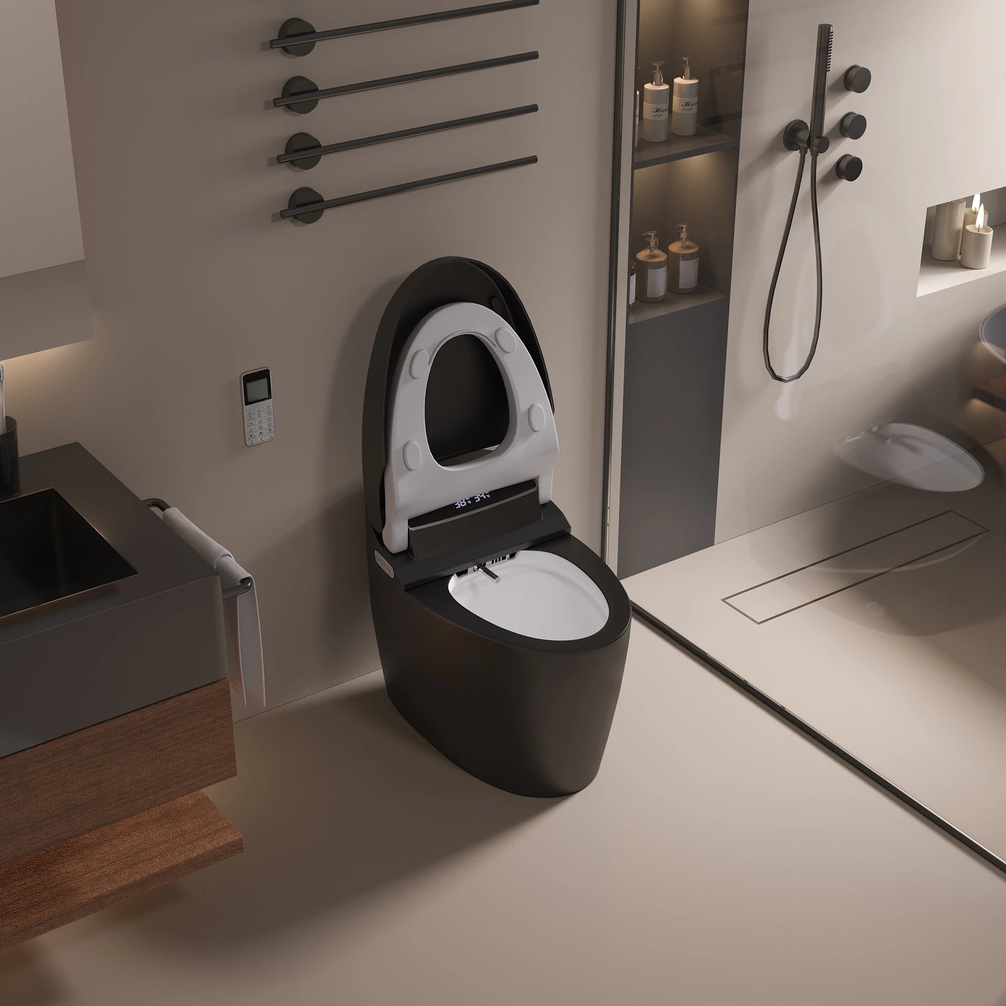 Black Kushiro Luxury High-Tech Japanese Style Smart Toilet & Bidet