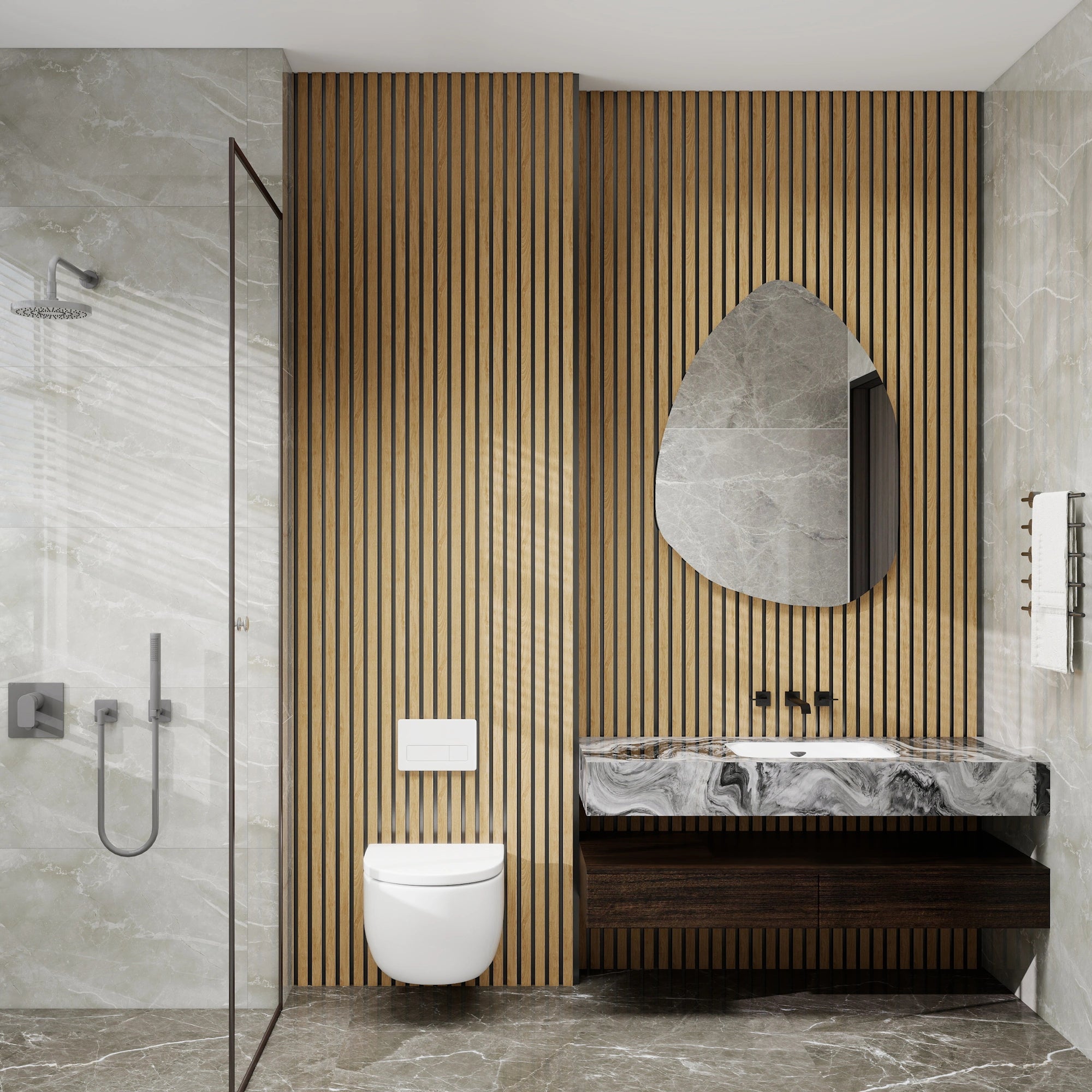 Aluvo 6 Slats Natural Oak Waterproof Wall Panel