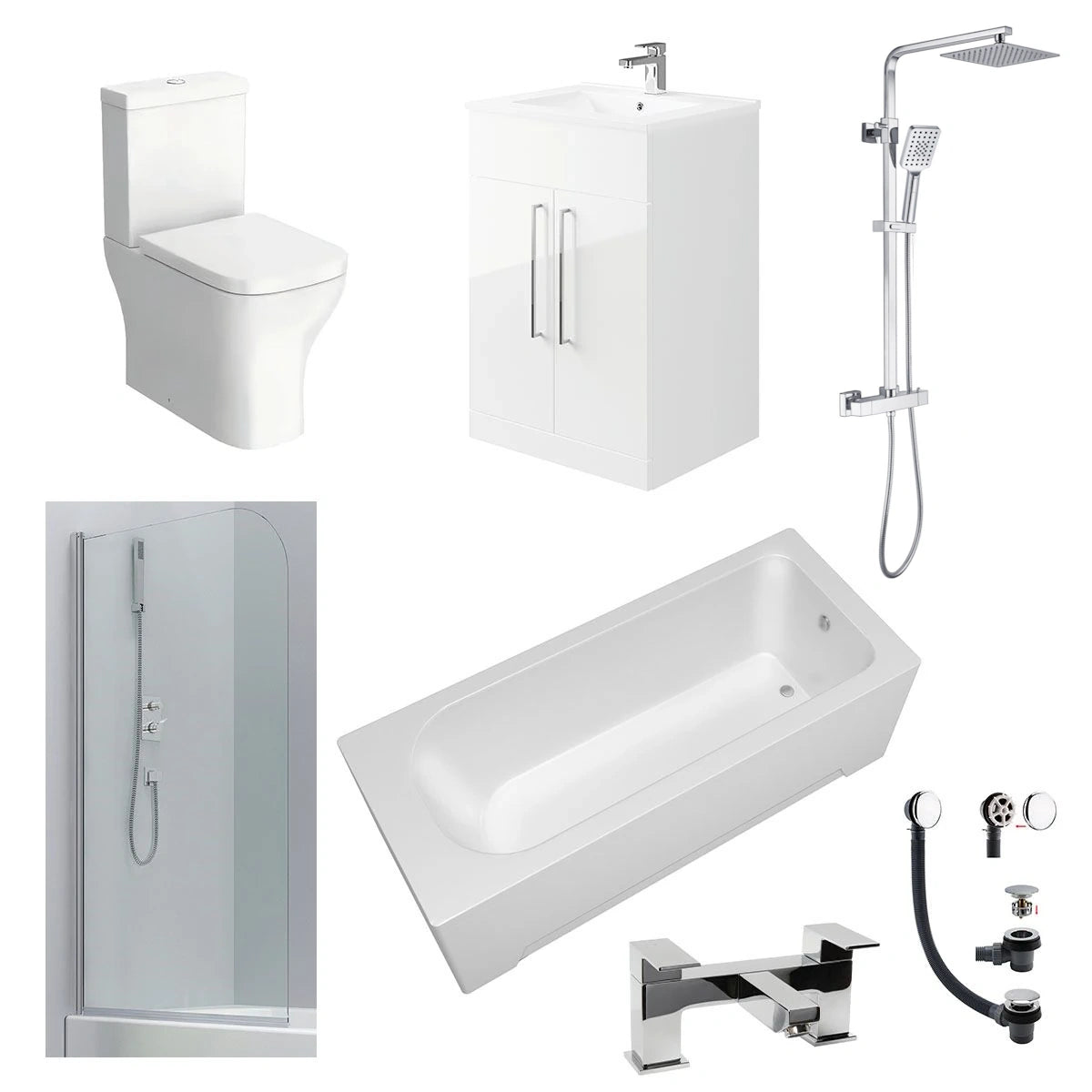 Intro Complete Shower Bath Suite with Vanity Unit