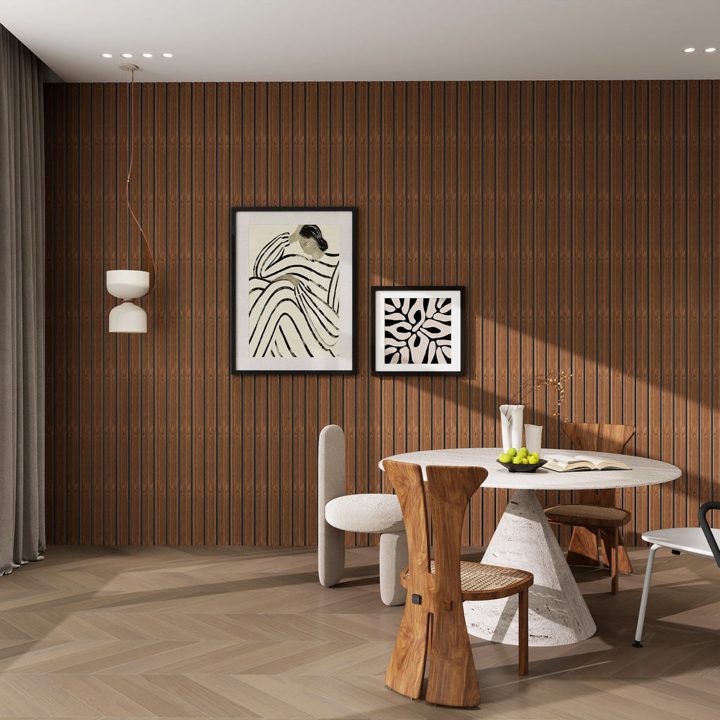 Aluvo 3 Slats Warm Walnut Waterproof Wall Panel
