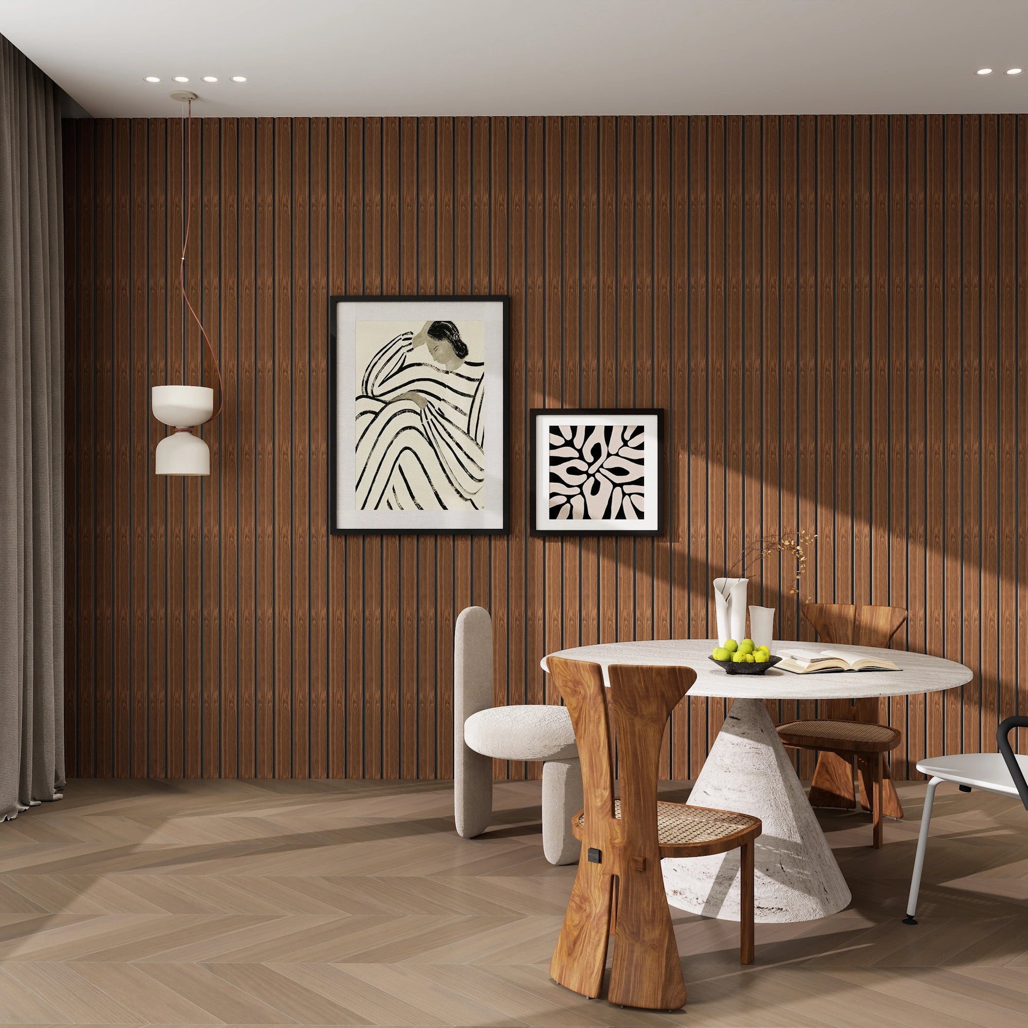 Aluvo 3 Slats Warm Walnut Waterproof Wall Panel