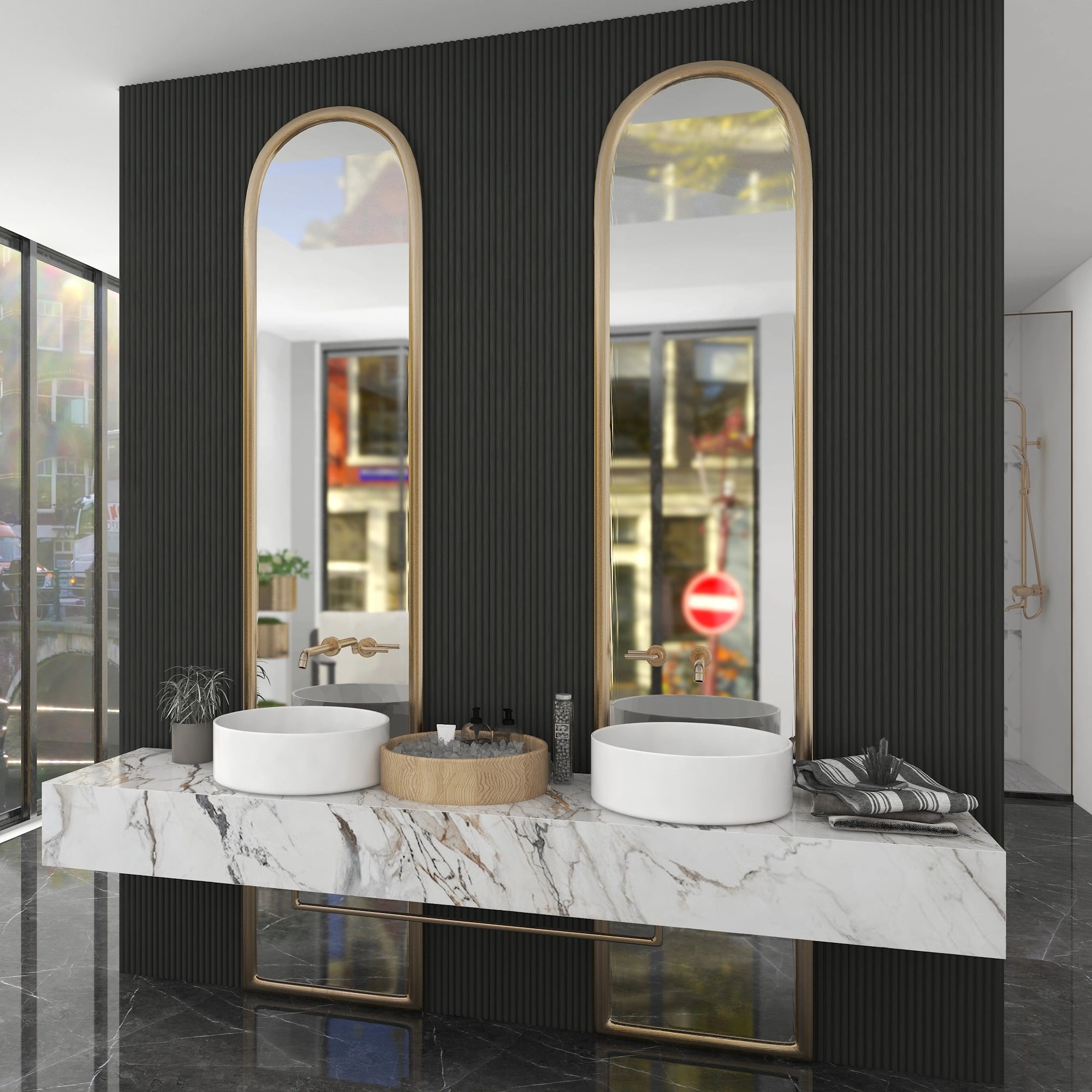Aluvo Half Round Black Waterproof Wall Panel