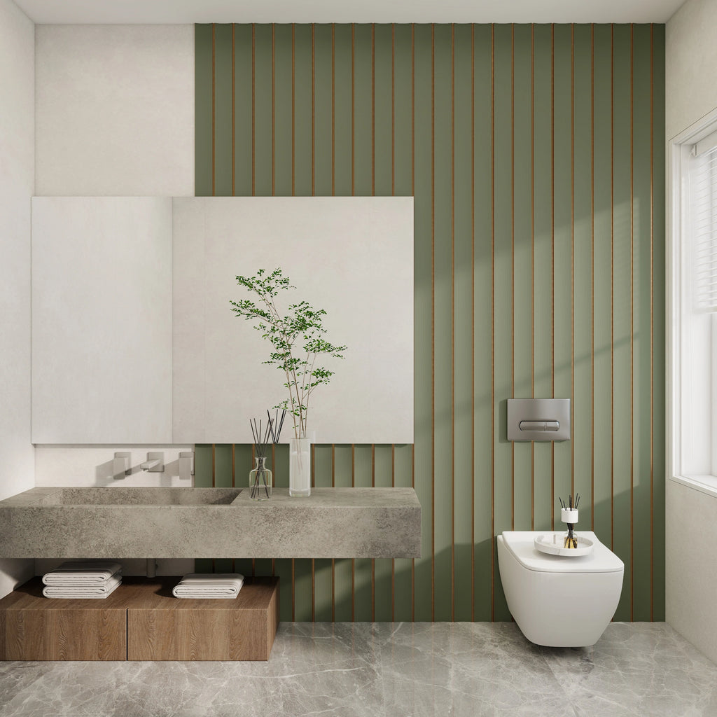 Aluvo Curved Slats Duck Egg Green Waterproof Wall Panel