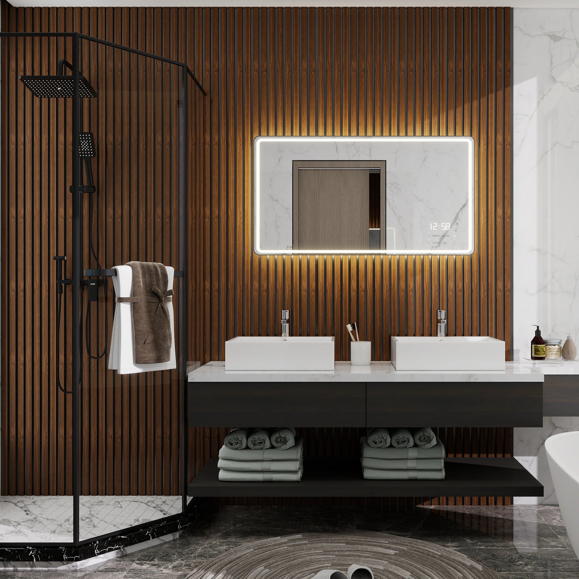 Aluvo 6 Slats Warm Walnut Waterproof Wall Panel