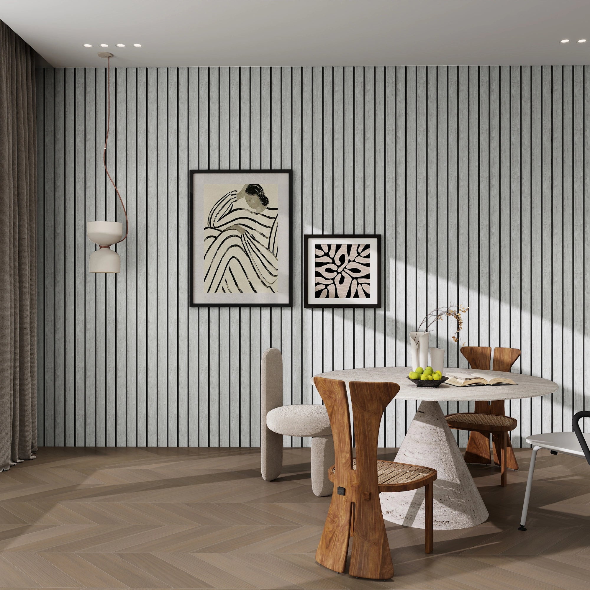 Aluvo 3 Slats Grey Oak Waterproof Wall Panel