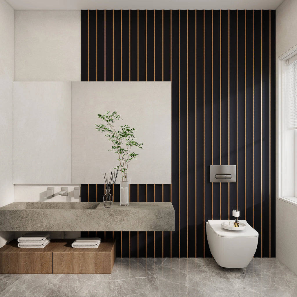 Aluvo Curved Slats Black Waterproof Wall Panel