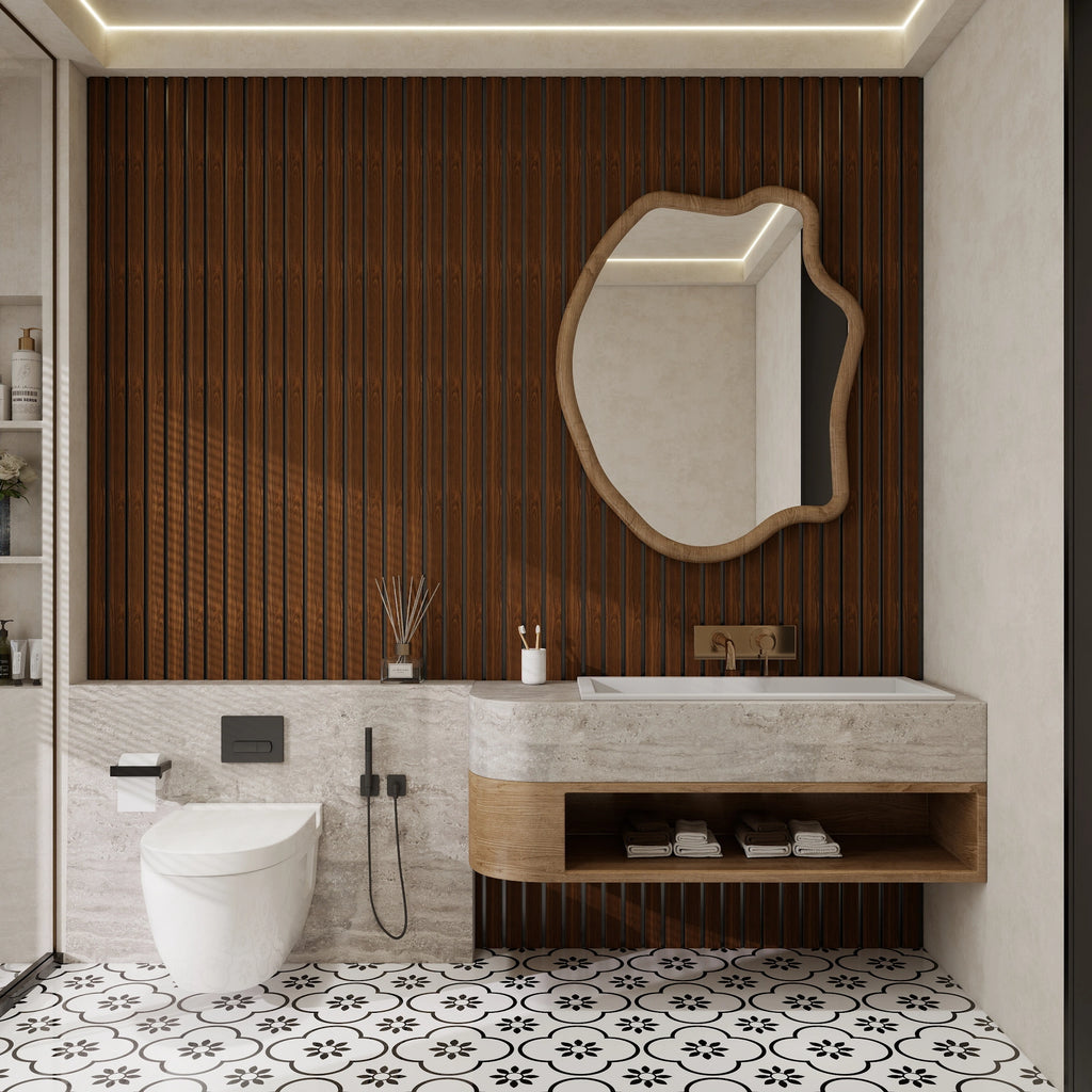 Aluvo 4 Slats Warm Walnut Waterproof Wall Panel