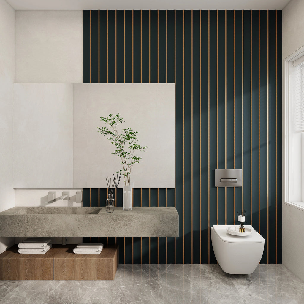 Aluvo Curved Slats Navy Waterproof Wall Panel