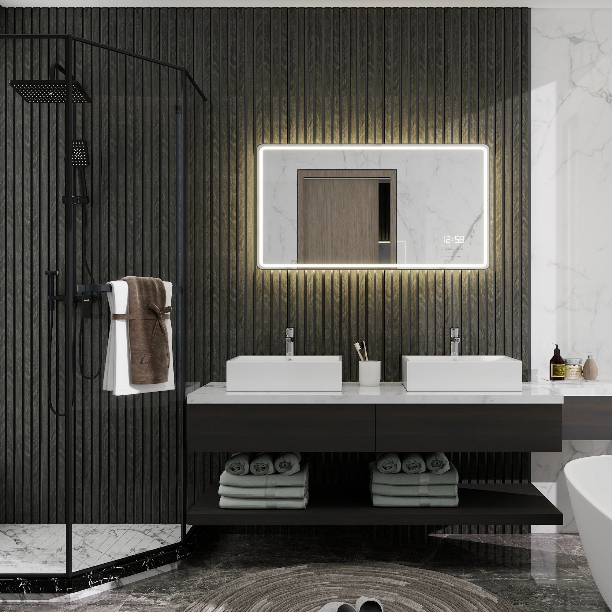 Aluvo 6 Slats Black Wood Waterproof Wall Panel