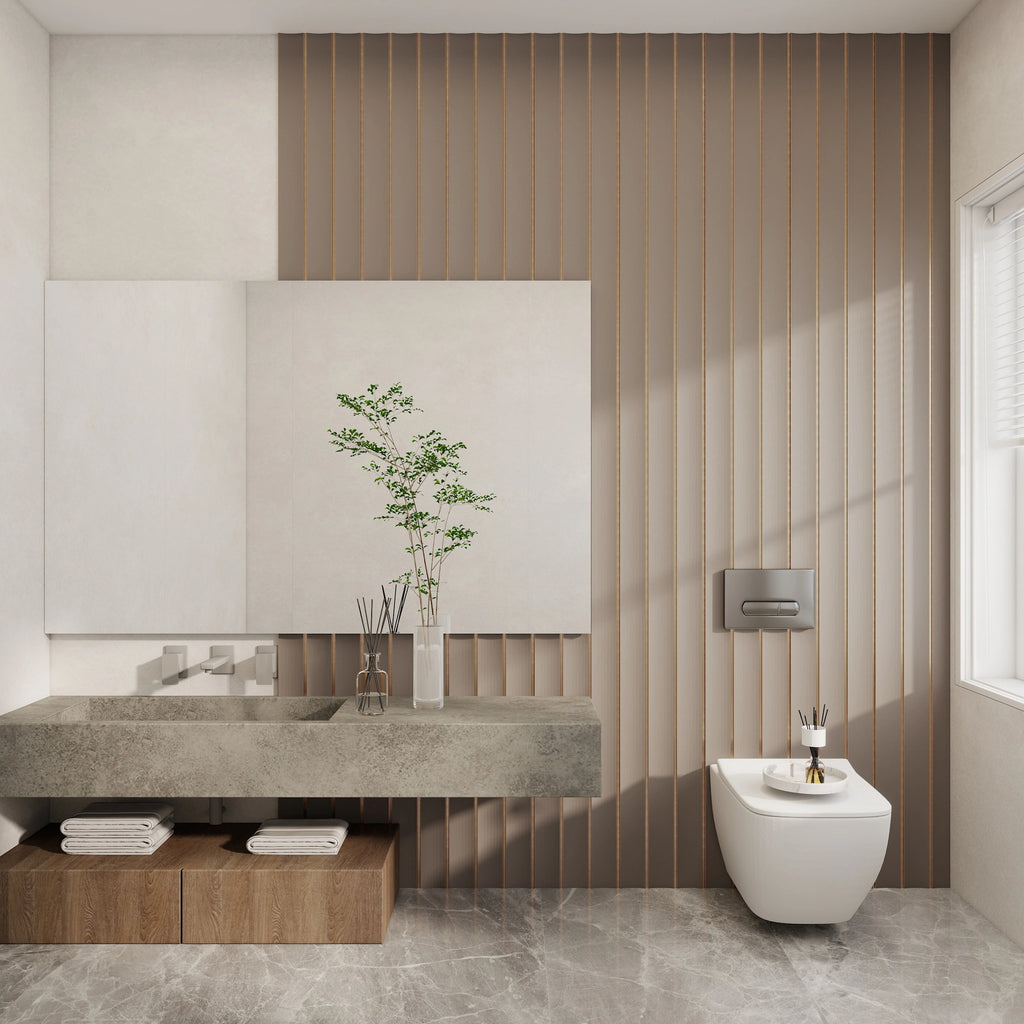Aluvo Curved Slats Cream Waterproof Wall Panel