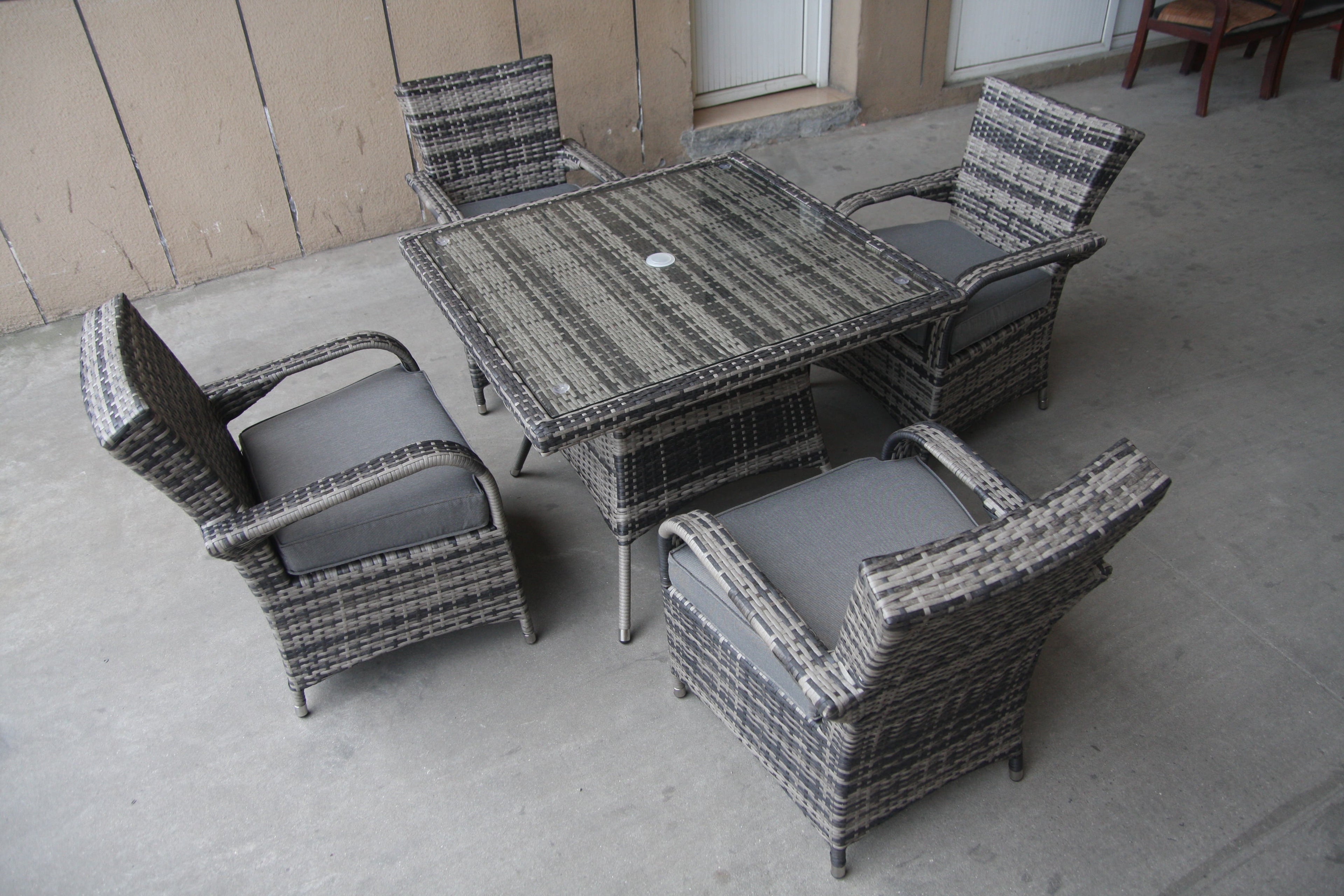 Square Tempered Glass Table With 4 Chairs Furniture Set