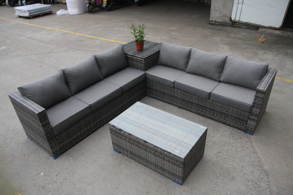 L Shaped Sofas with table and Tempered Glass Coffee Table