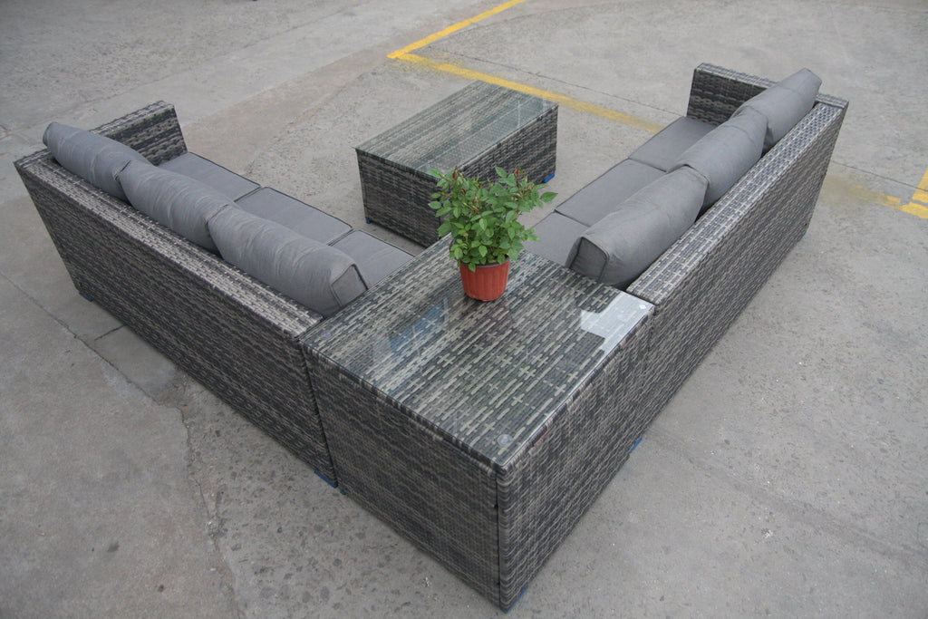 L Shaped Sofas with table and Tempered Glass Coffee Table