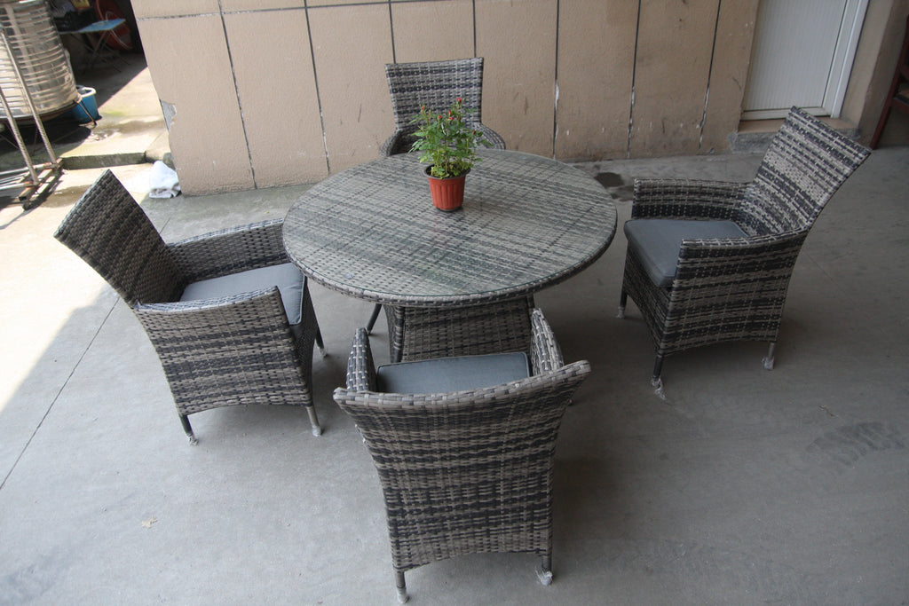 Round Tempered Glass Table With 4 Chairs Furniture Set