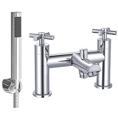 Alexa Chrome Bath Shower Mixer Tap with Shower Kit and Wall bracket