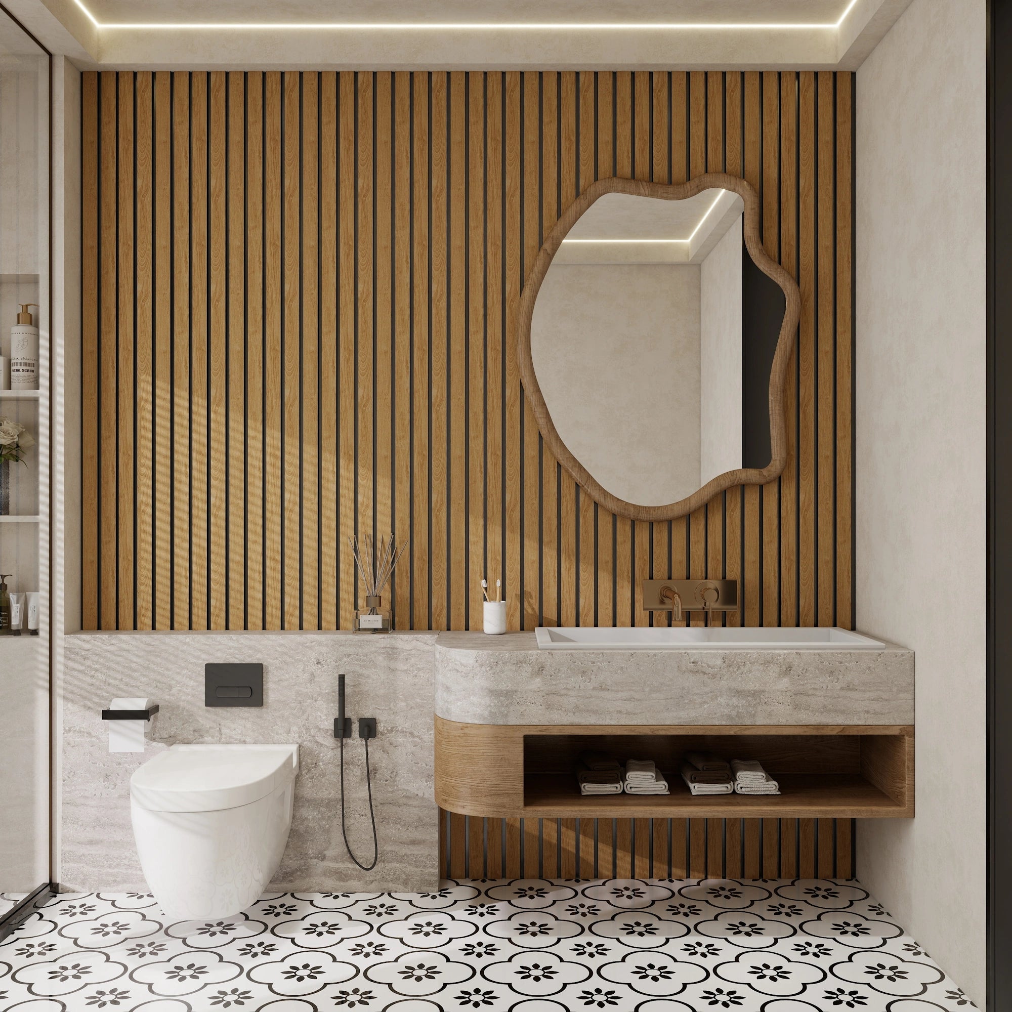 Aluvo 4 Slats Natural Oak Waterproof Wall Panel