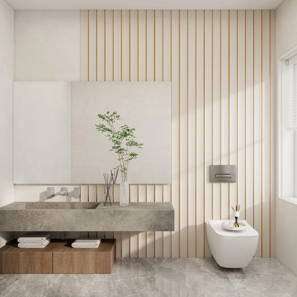 Aluvo Curved Slats White Waterproof Wall Panel