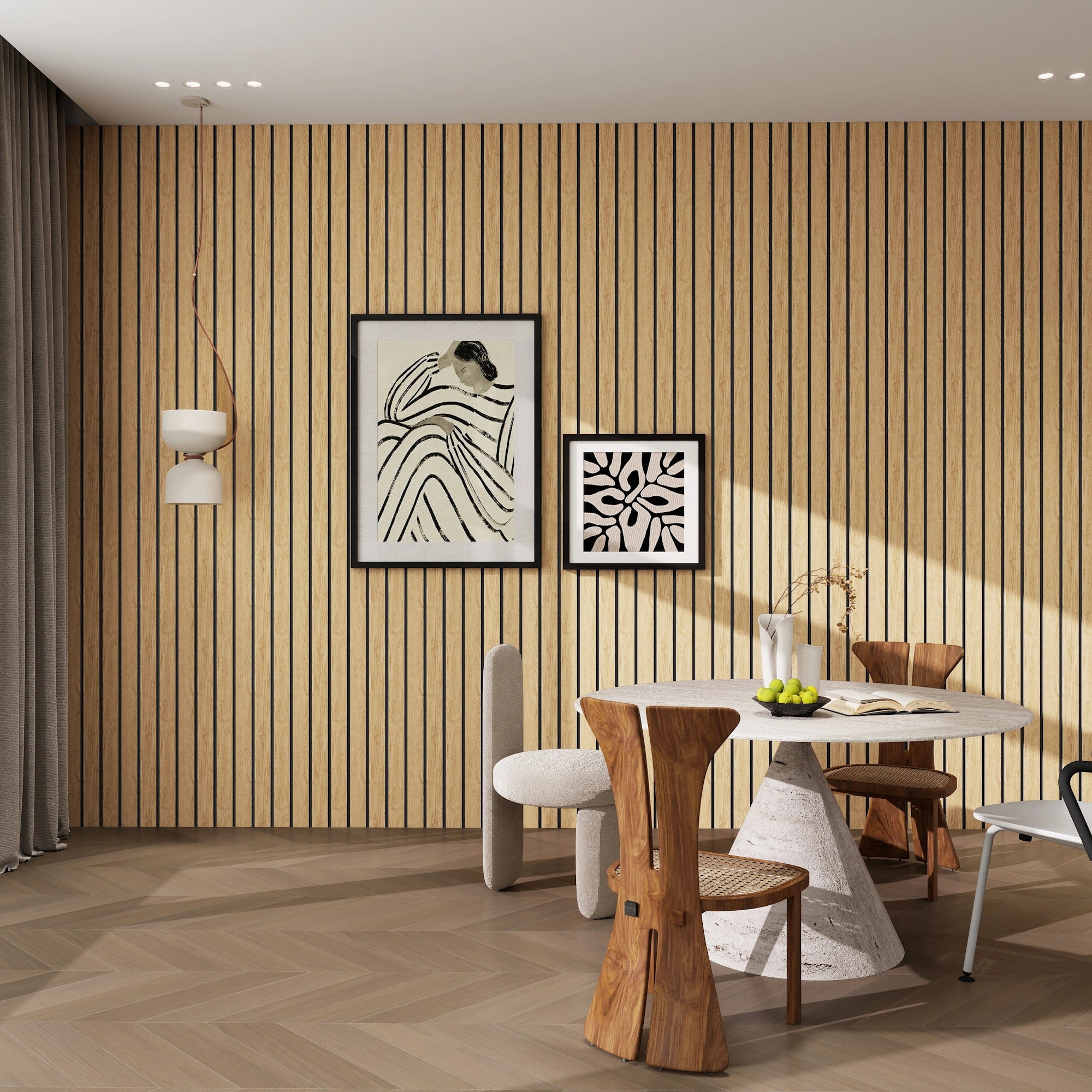 Aluvo 3 Slats Natural Oak Waterproof Wall Panel