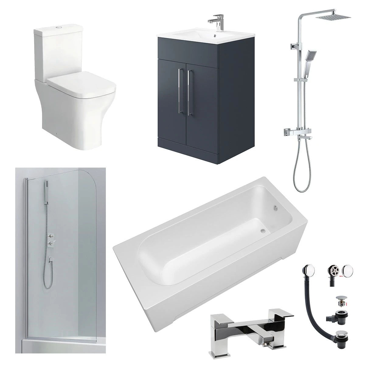 Intro Complete Shower Bath Suite with Vanity Unit