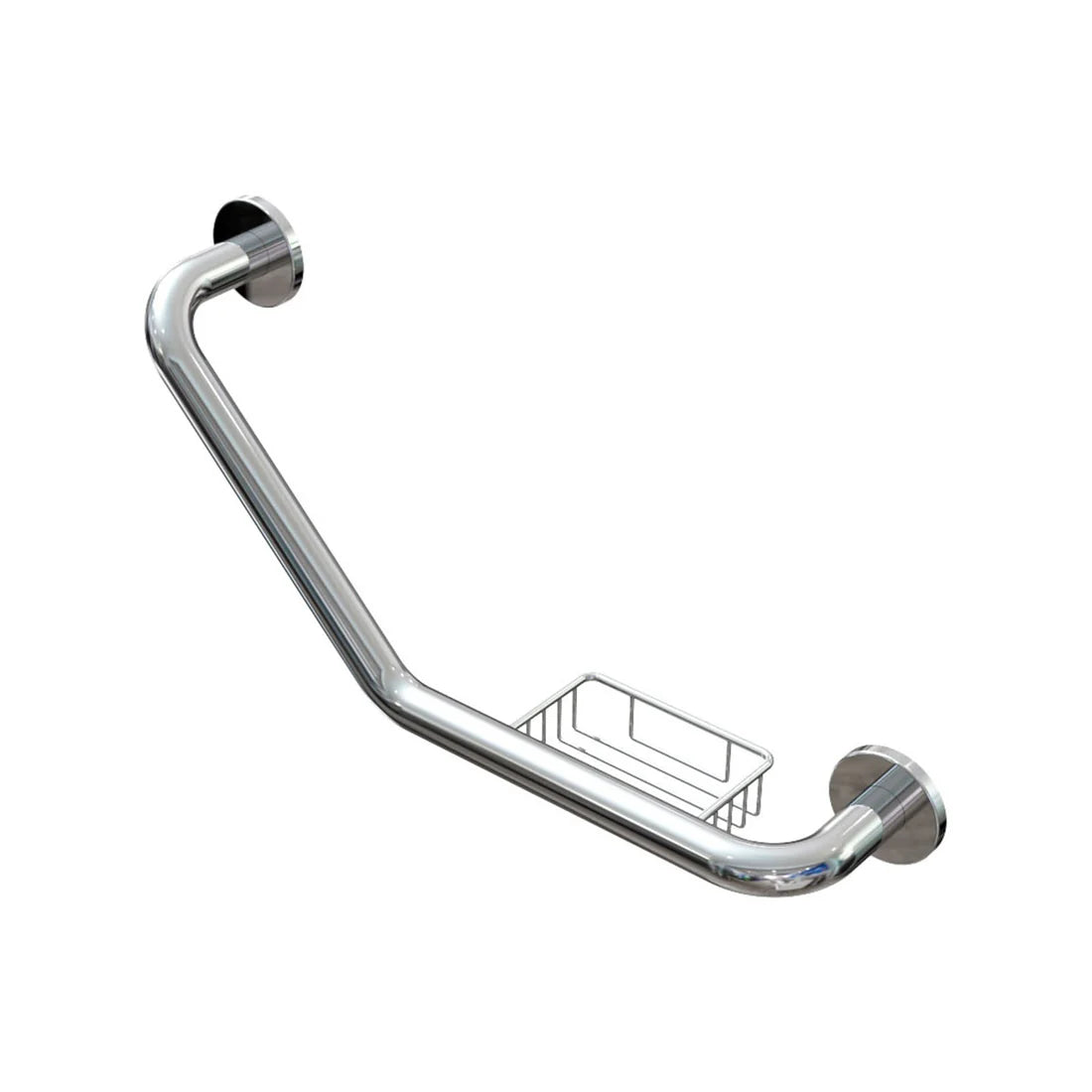 Euroshowers Polished Curved Stainless Steel Grab Rail Bar with Soap Dish