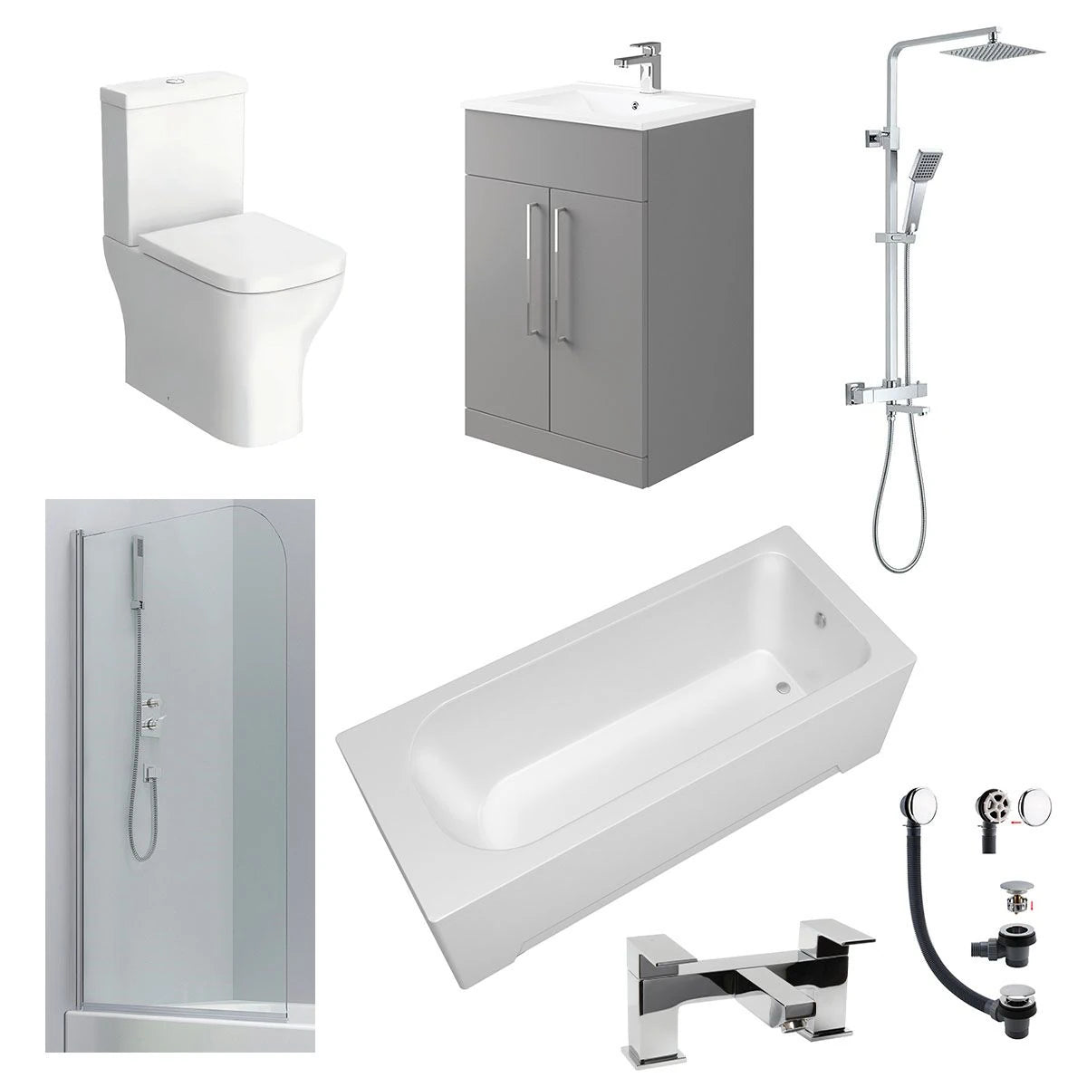 Intro Complete Shower Bath Suite with Vanity Unit