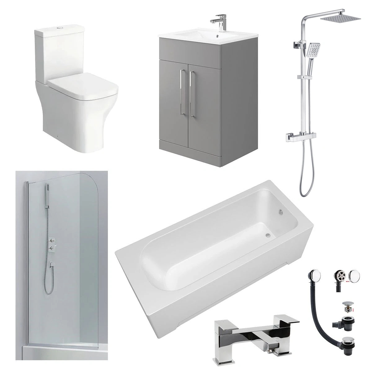 Intro Complete Shower Bath Suite with Vanity Unit