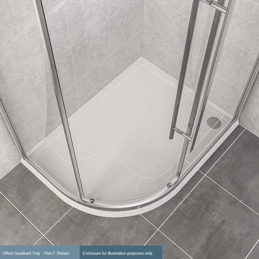 Vantage Plan F White Offset Quadrant Low Profile Shower Tray