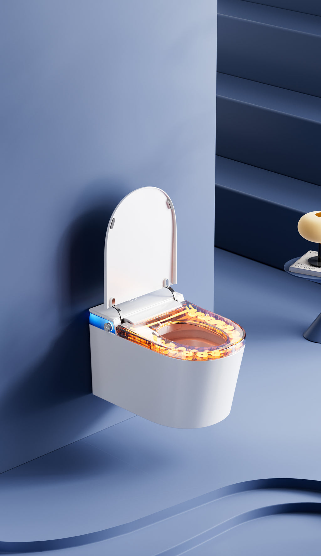 Aoi Shima Blue Stripe Japanese Style Smart Toilet & Bidet (Wall Hanging)
