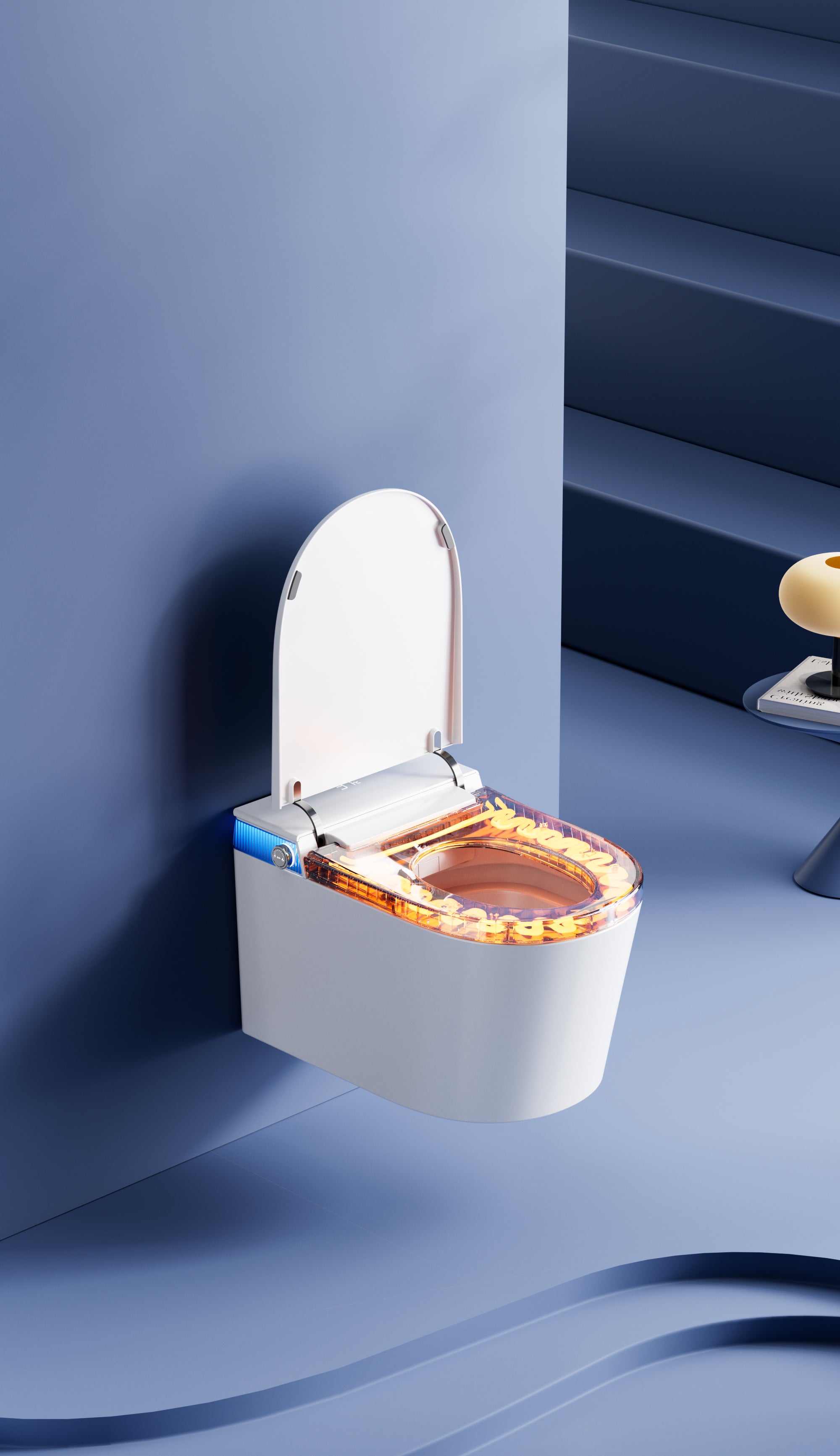 Aoi Shima Blue Stripe Japanese Style Smart Toilet & Bidet (Wall Hanging)