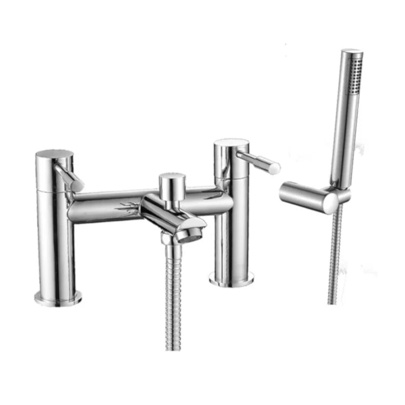 Modern Chrome Bath Shower Mixer Tap with Shower Kit and Wall bracket