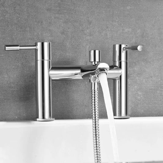 Modern Chrome Bath Shower Mixer Tap with Shower Kit and Wall bracket