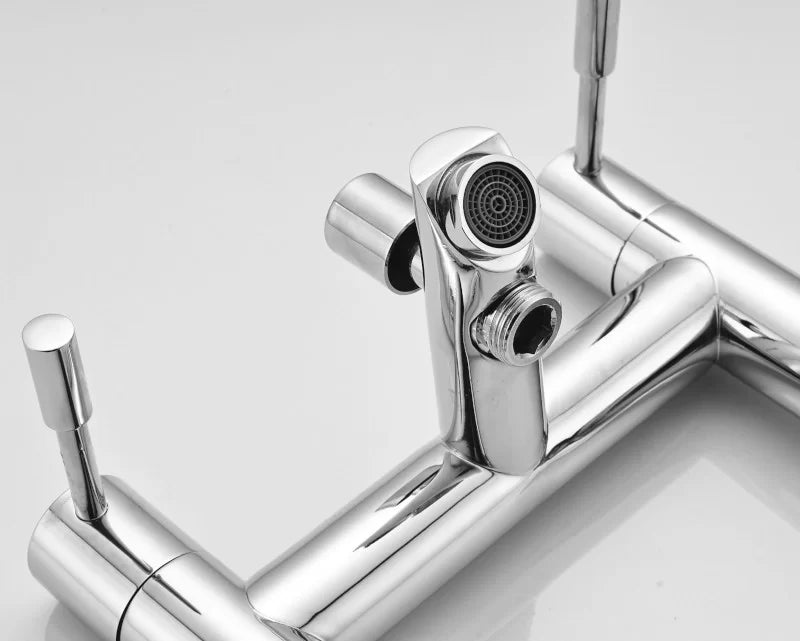Modern Chrome Bath Shower Mixer Tap with Shower Kit and Wall bracket