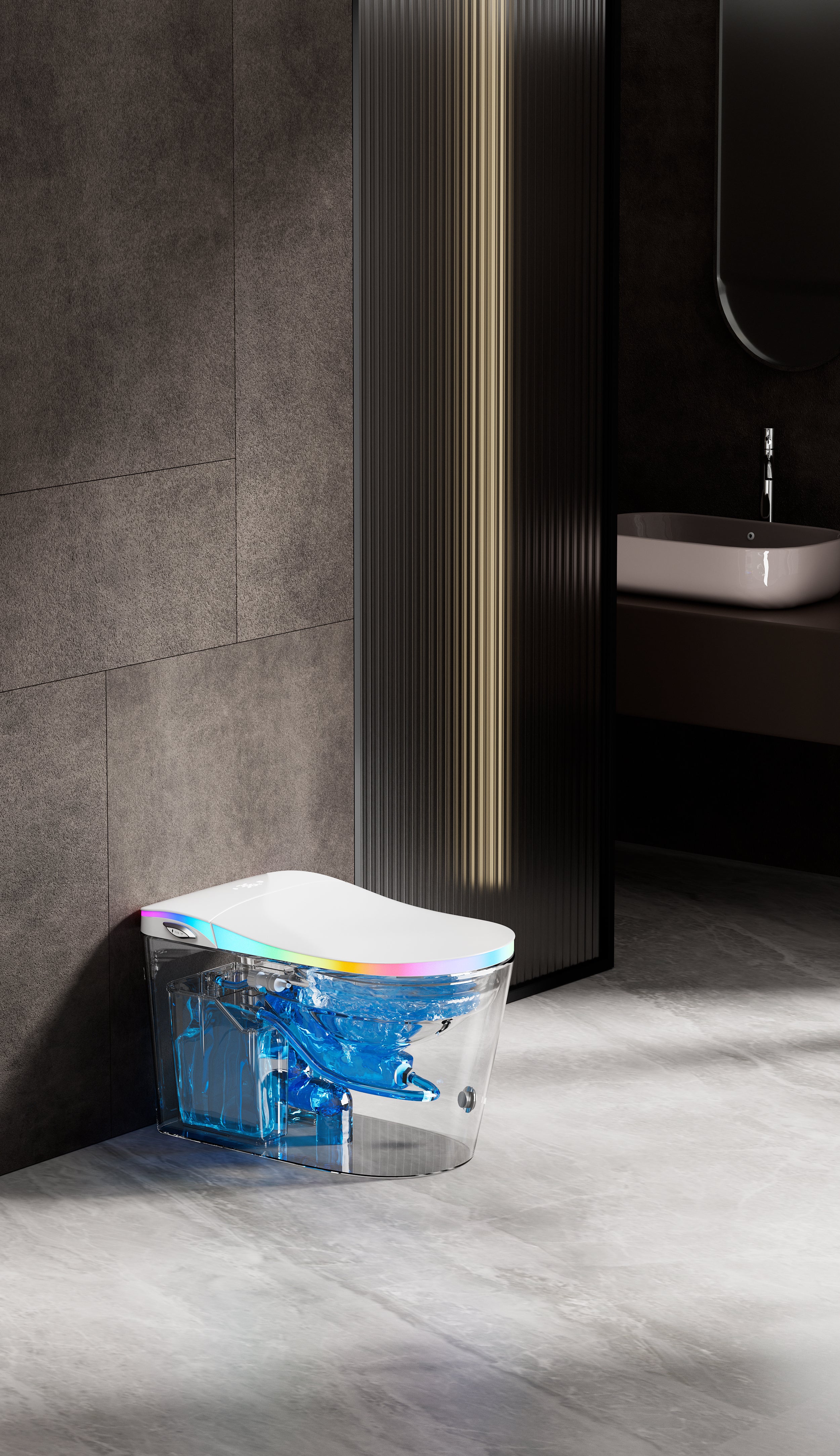 Niji Shima Rainbow Stripe Japanese Style Smart Toilet & Bidet