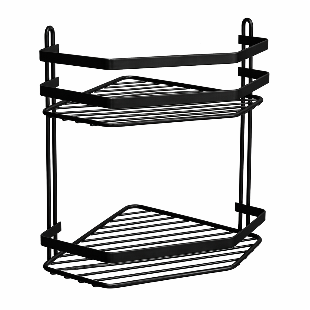 Euroshowers Satina Black Stainless Steel Wire Basket - Double Corner