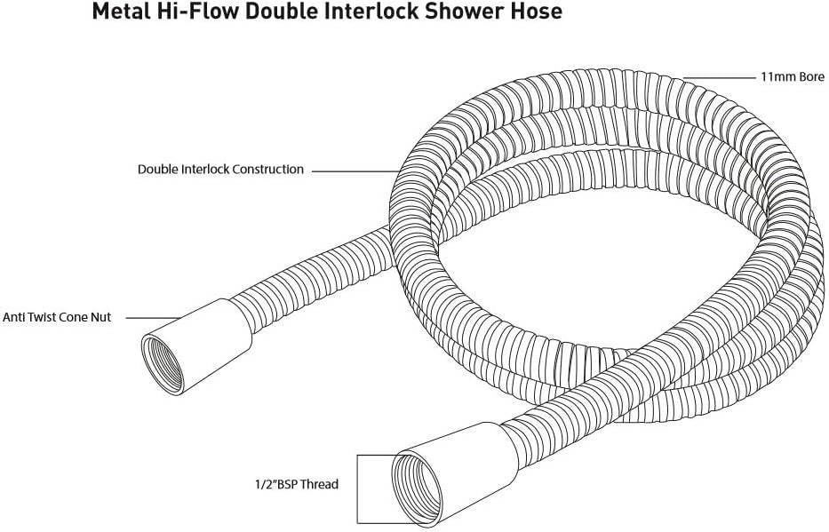 MX Brushed Brass Double Interlock Shower Hose 1.5m
