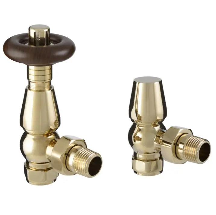 Chelsea Traditional Thermostatic Angled Radiator Valves 15mm