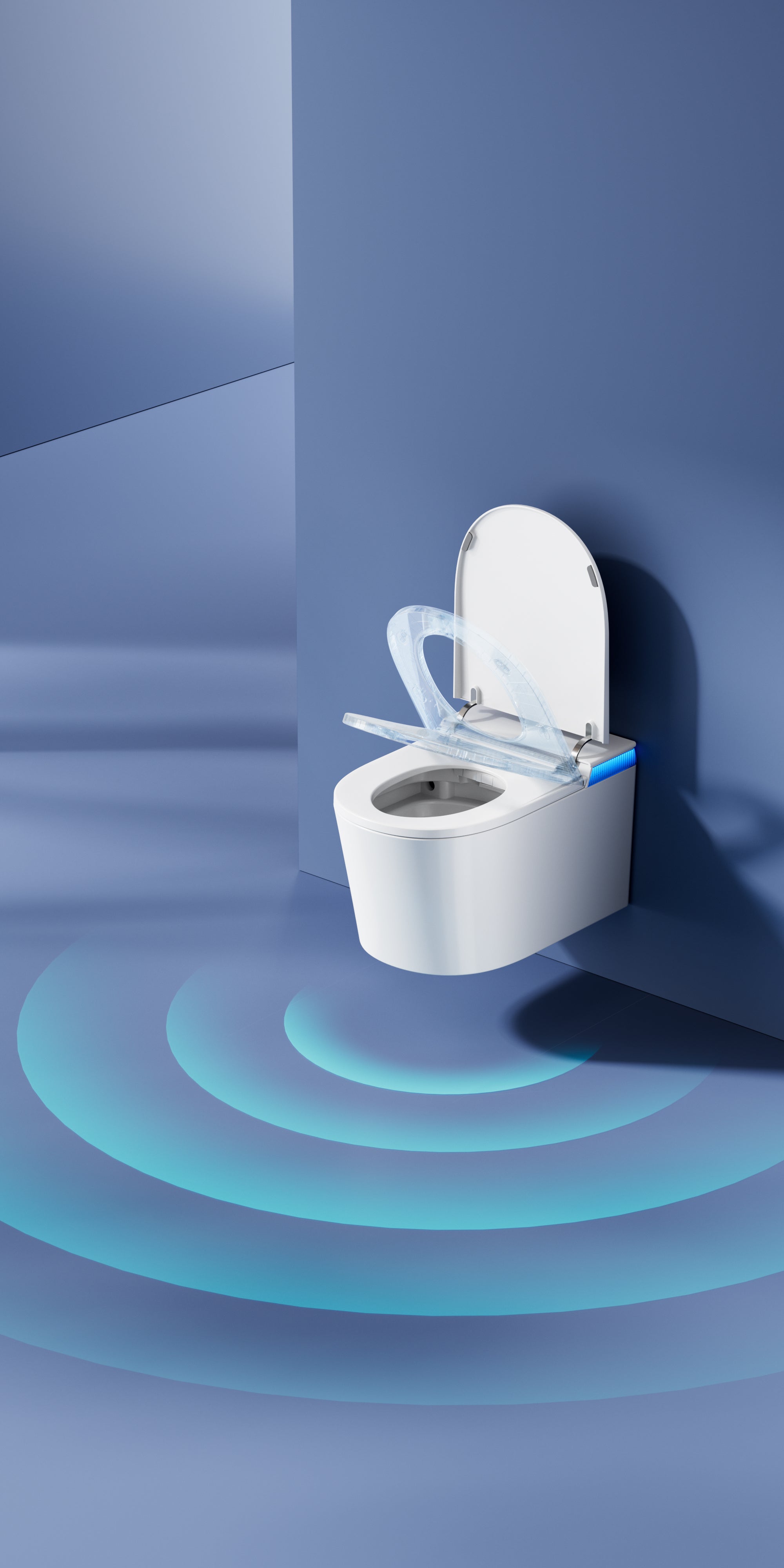 Aoi Shima Blue Stripe Japanese Style Smart Toilet & Bidet (Wall Hanging)