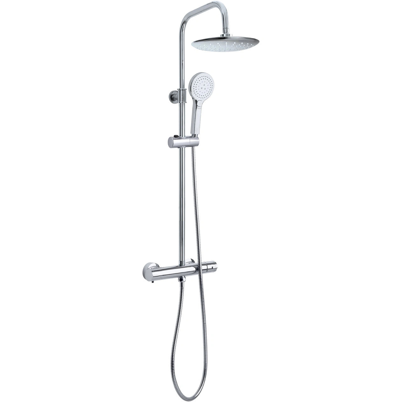 Euroshowers Thermo Round Rigid Riser Twin Head Shower Set