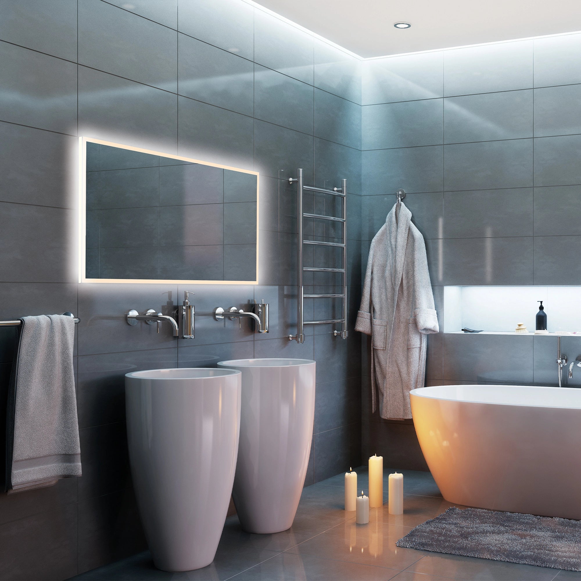 Globe Large LED Bathroom Mirror