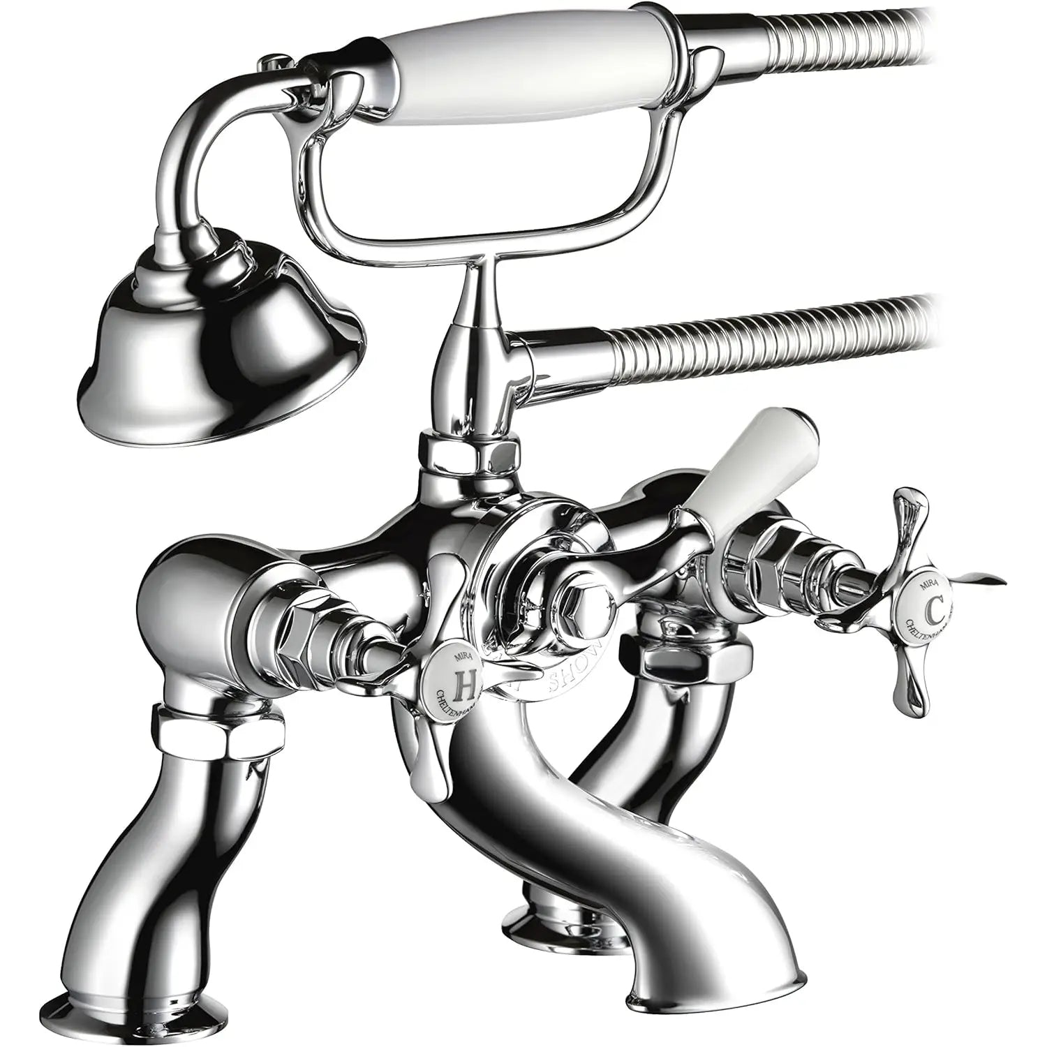 Traditional Chrome Bath Shower Mixer Tap with Shower Kit and Wall bracket