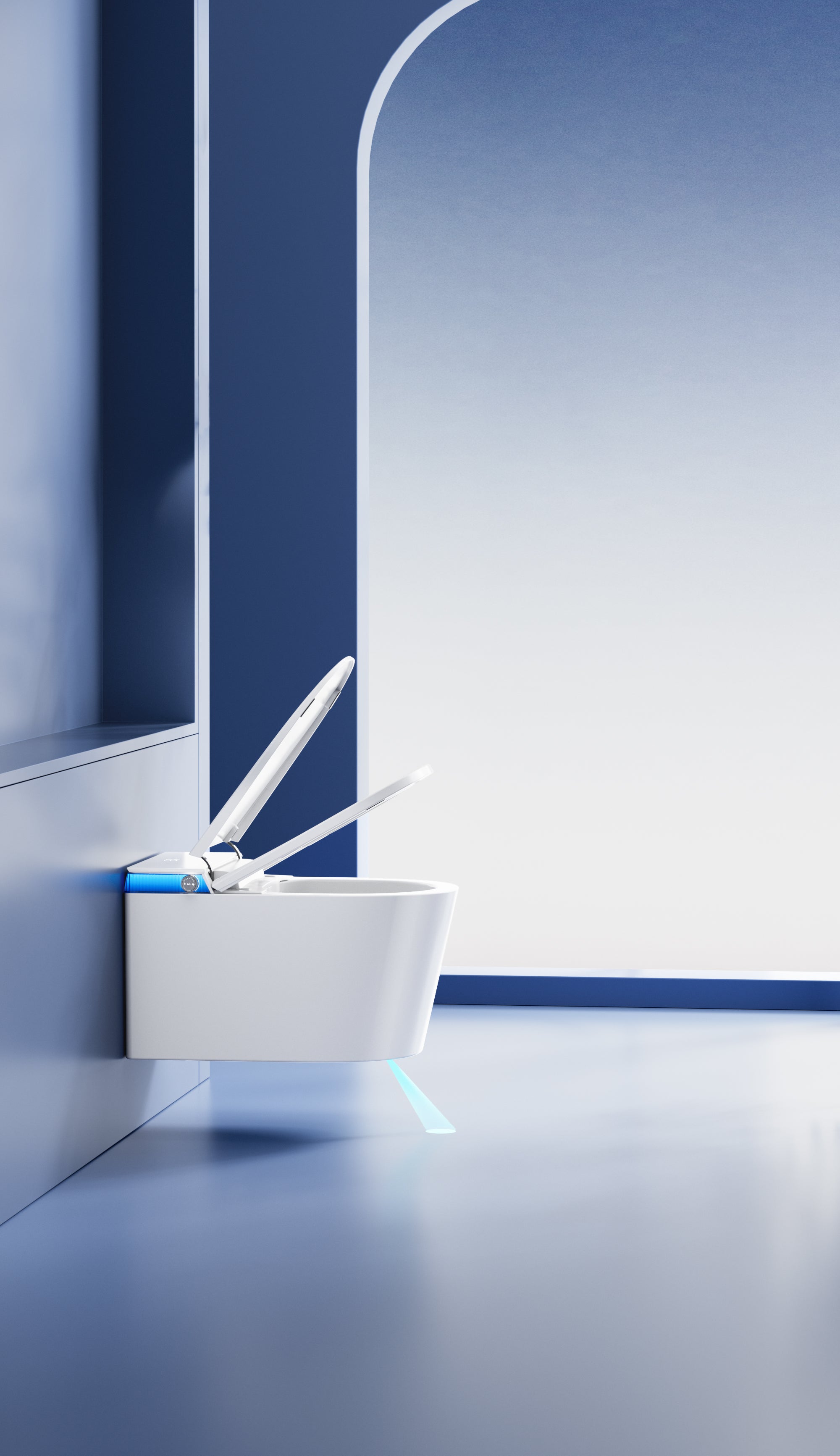 Aoi Shima Blue Stripe Japanese Style Smart Toilet & Bidet (Wall Hanging)