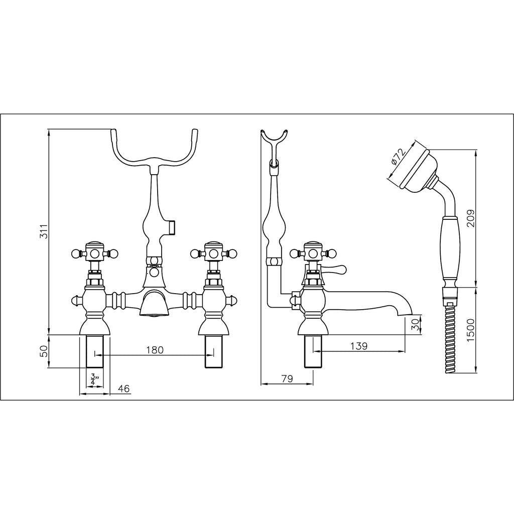 Abode Sentiment Deck Mounted Bath Shower Mixer Tap